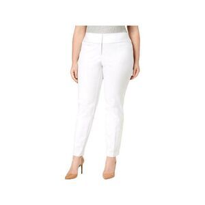 NWT ALFANI Womens White Flat Front  Tummy Controlling Wear To Work Pants 14